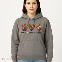 Peace Love Autism Awareness Hoodie thumb 5