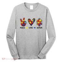 Peace Love Autism Awareness Long Sleeve Shirt thumb 0