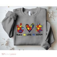 Peace Love Autism Awareness Sweatshirt thumb 2