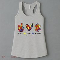 Peace Love Autism Awareness Women's Tank Top thumb 3