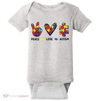 Peace Love Autism Awareness Baby Bodysuit