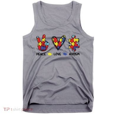 Peace Love Autism Awareness Tank Top