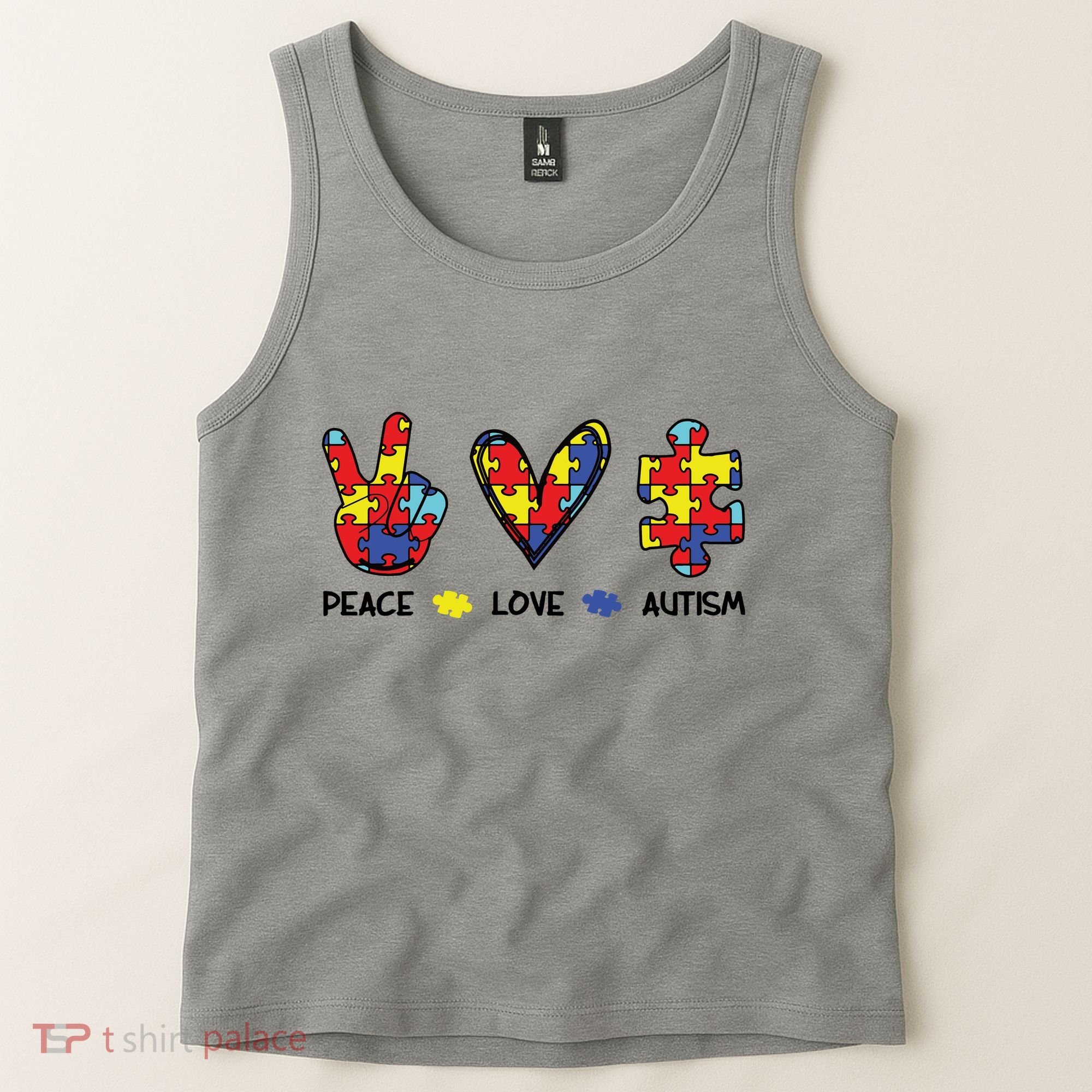 Peace Love Autism Awareness Tank Top