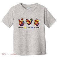 Peace Love Autism Awareness Toddler T-Shirt thumb 0