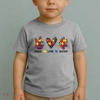 Peace Love Autism Awareness Toddler T-Shirt thumb 2