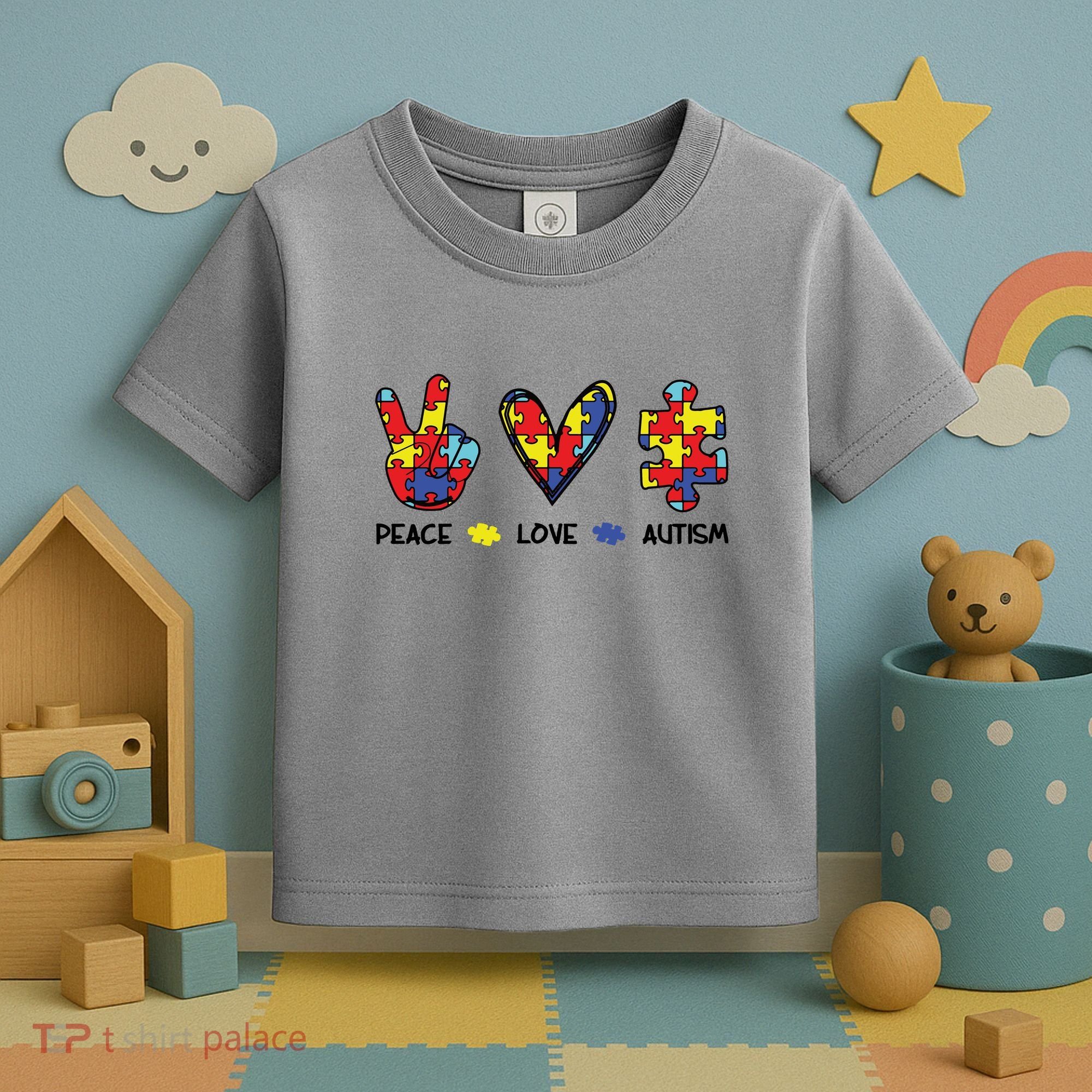 Peace Love Autism Awareness Toddler T-Shirt