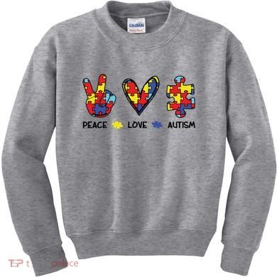 Peace Love Autism Awareness Kids Sweatshirt