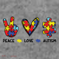 Peace Love Autism Awareness Kids Sweatshirt thumb 2