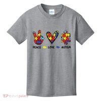 Peace Love Autism Awareness Kids T-Shirt thumb 0
