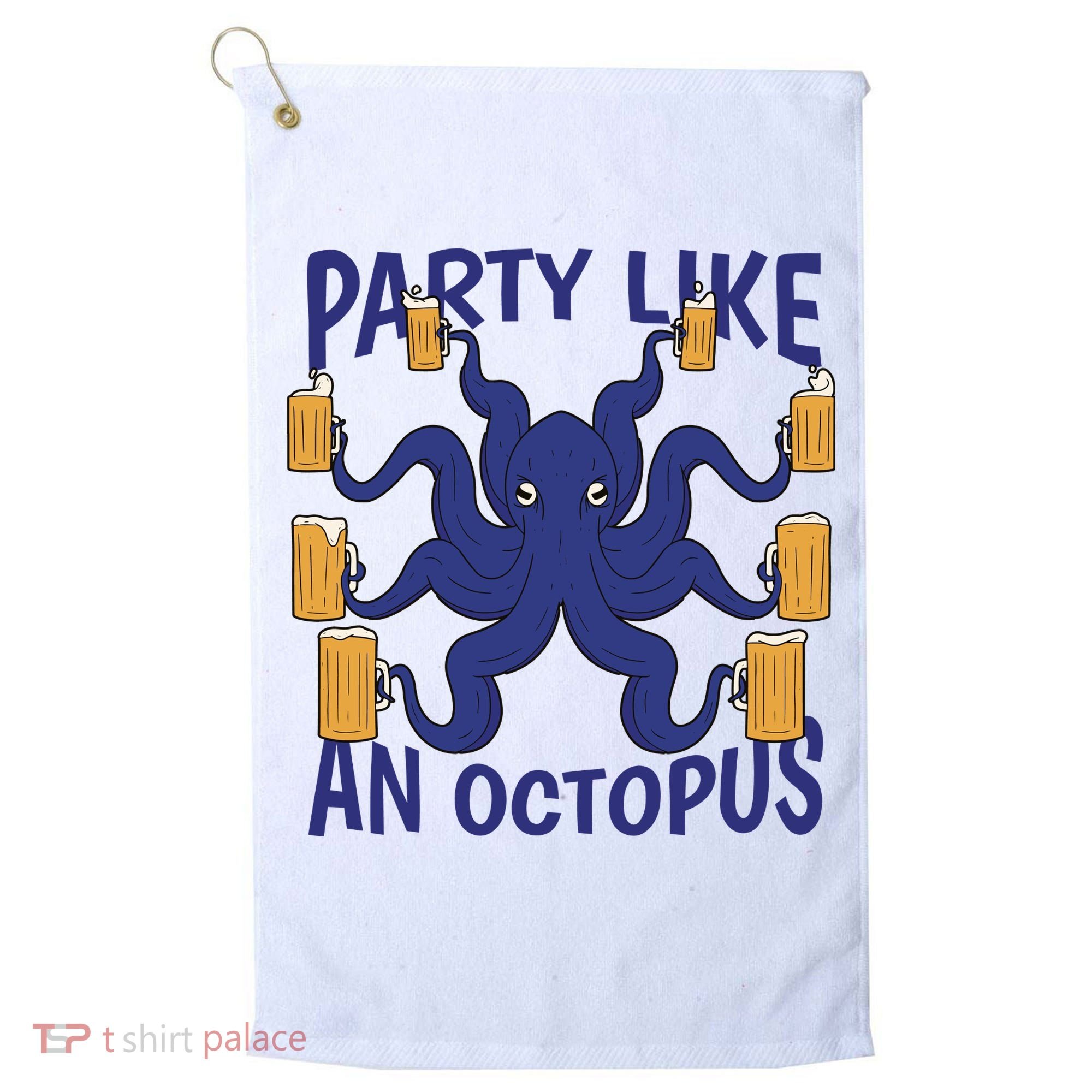 Party Like An Octopus Beer Golf Towel