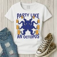 Party Like An Octopus Beer Women's T-Shirt thumb 3