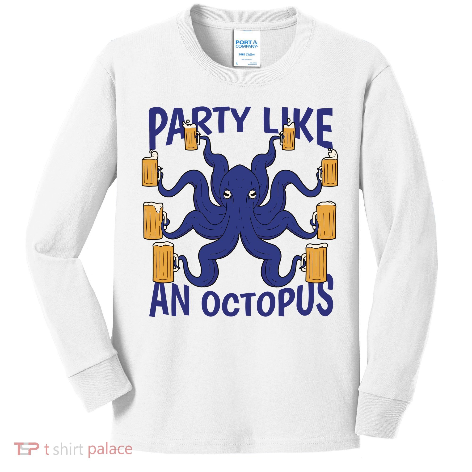 Party Like An Octopus Beer Kids Long Sleeve Shirt