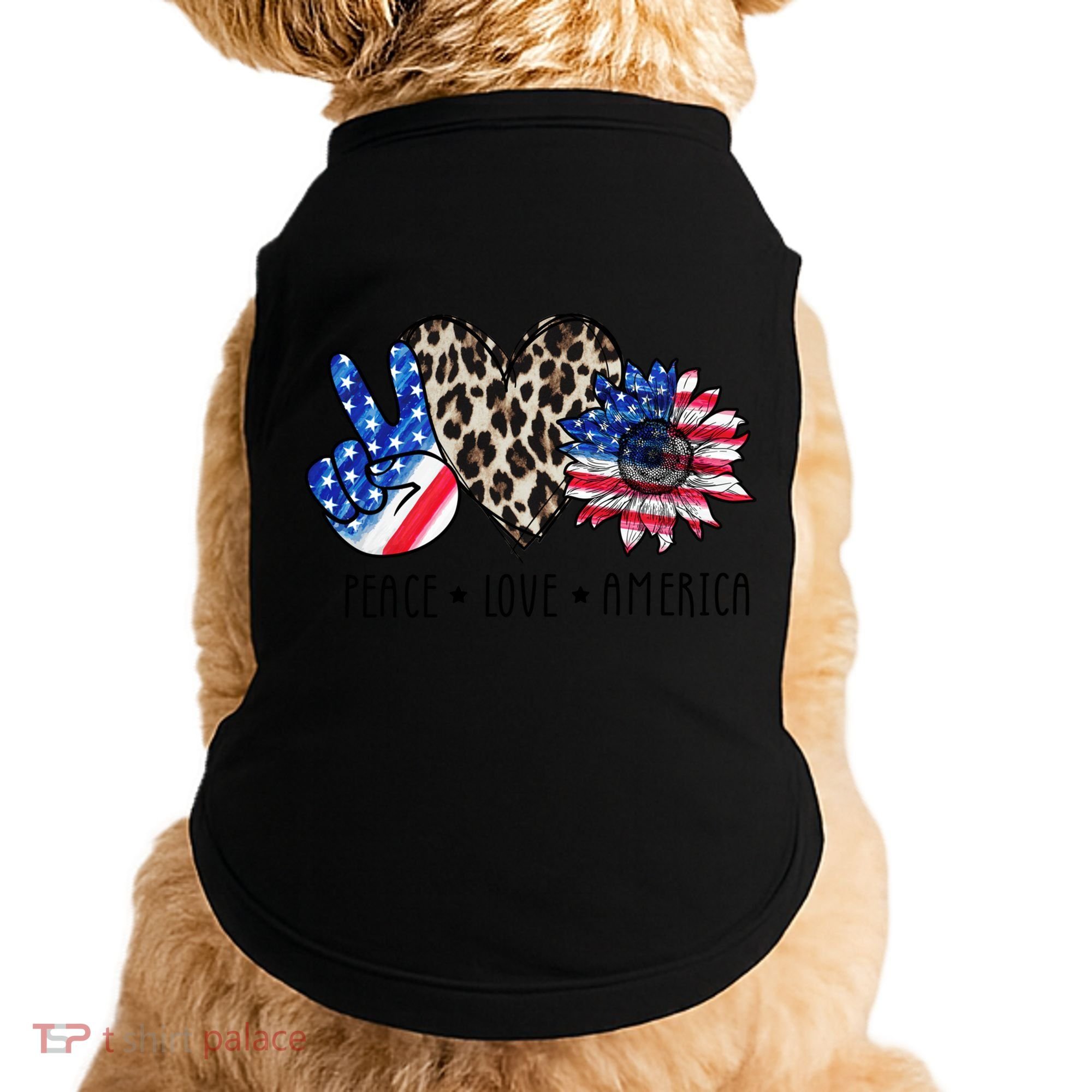 Peace Love America Independence Day 4th Of July Us Gift Doggie Tank