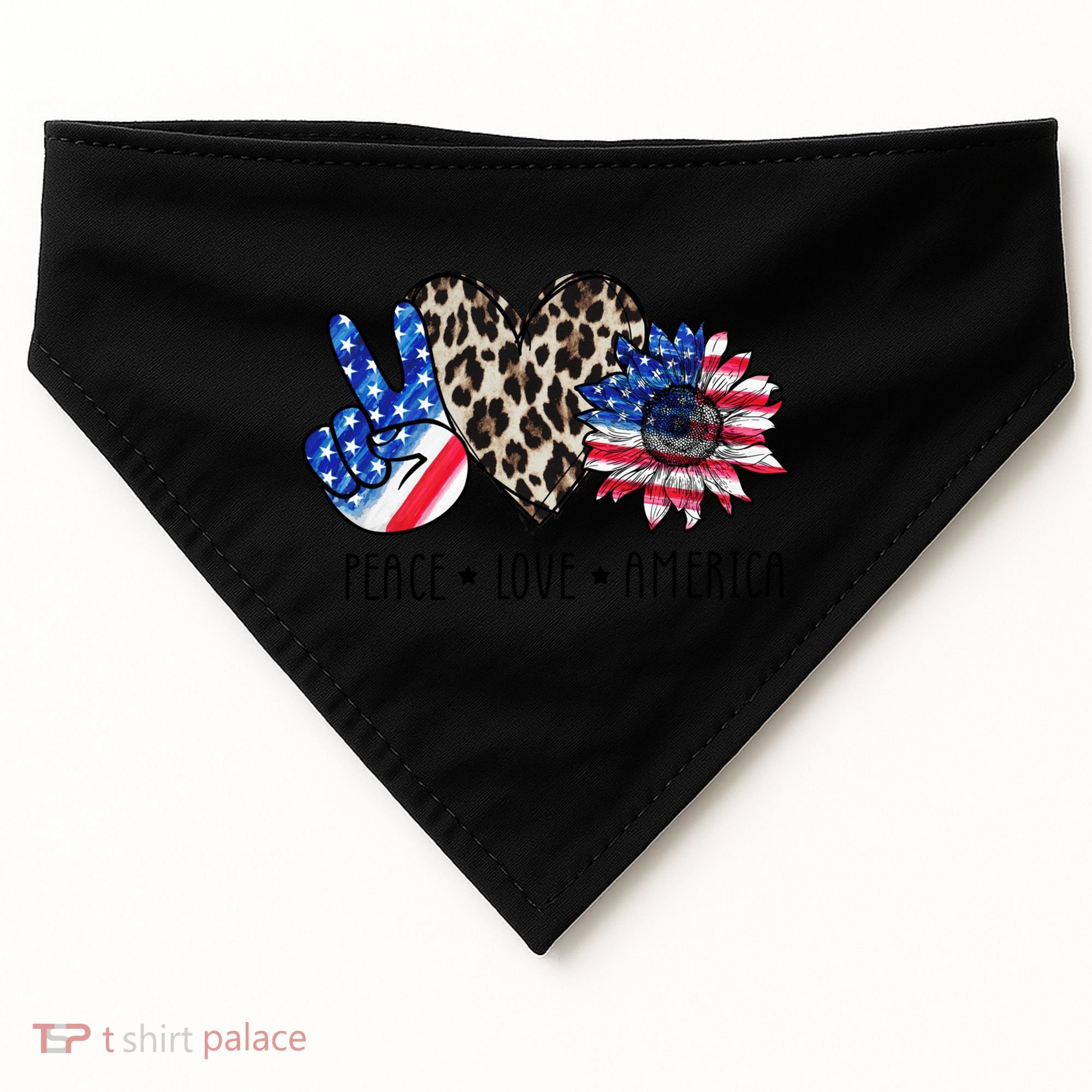 Peace Love America Independence Day 4th Of July Us Gift USA-Made Doggie Bandana