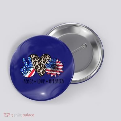 Peace Love America Independence Day 4th Of July Us Gift Button