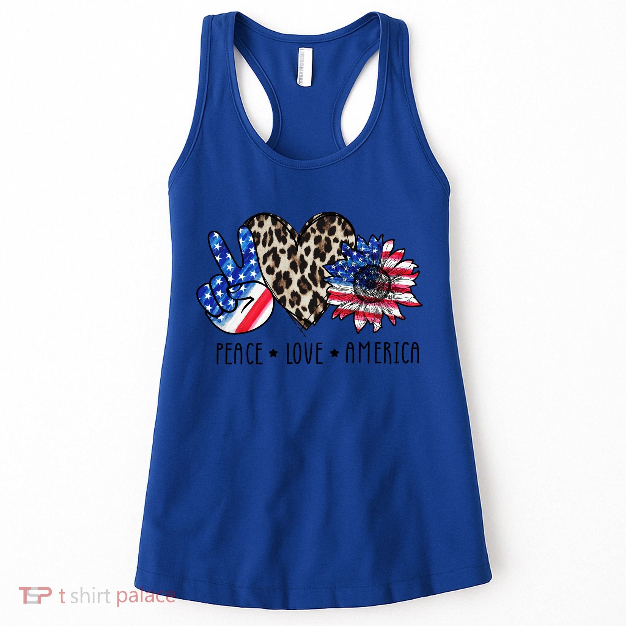 Peace Love America Independence Day 4th Of July Us Gift Women's Tank Top