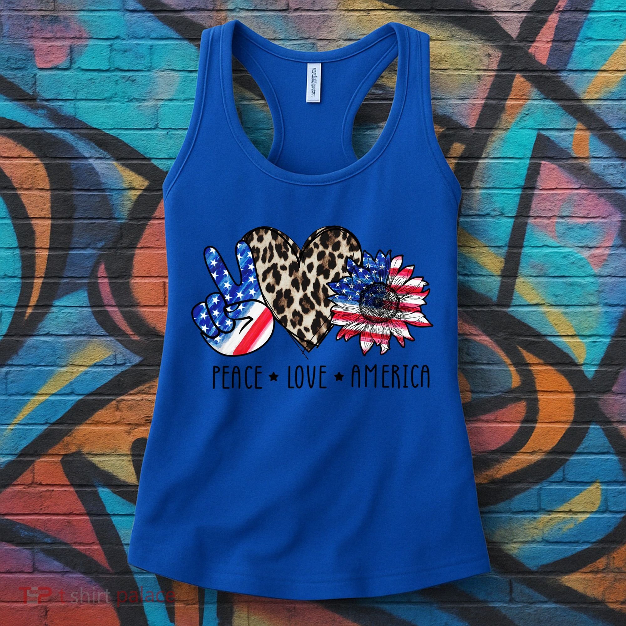 Peace Love America Independence Day 4th Of July Us Gift Women's Tank Top