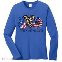 Peace Love America Independence Day 4th Of July Us Gift Women's Long Sleeve Shirt thumb 0