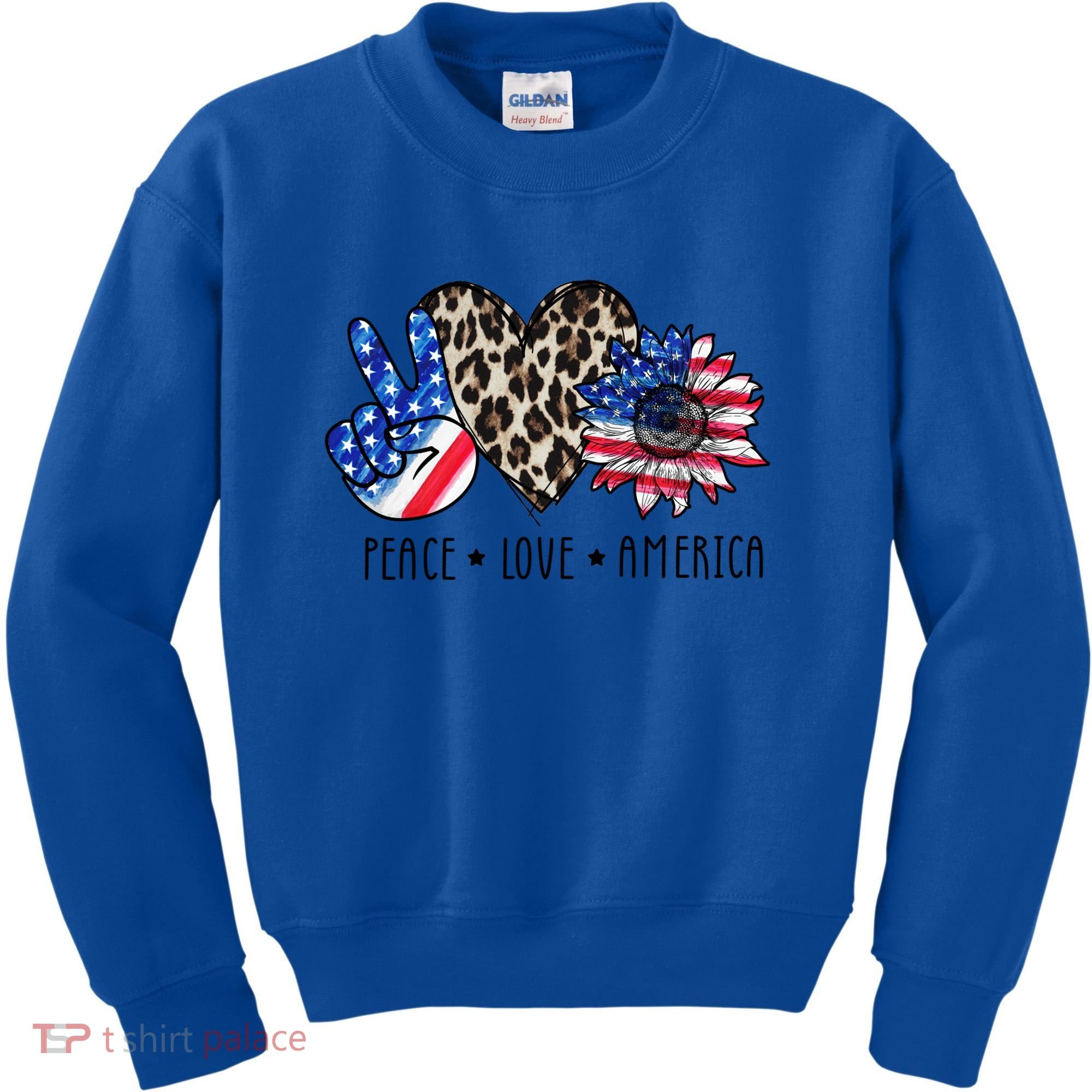 Peace Love America Independence Day 4th Of July Us Gift Kids Sweatshirt