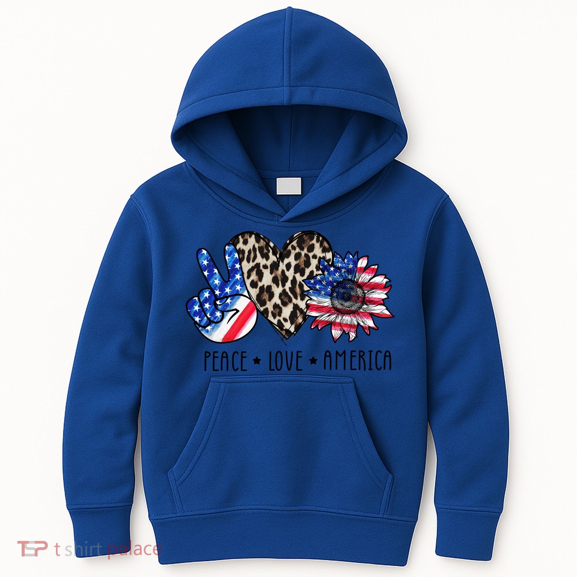 Peace Love America Independence Day 4th Of July Us Gift Kids Hoodie