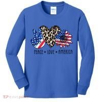 Peace Love America Independence Day 4th Of July Us Gift Kids Long Sleeve Shirt thumb 0