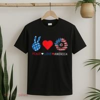 Peace Love America July 4th T-Shirt thumb 2
