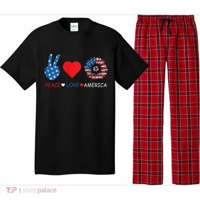 Peace Love America July 4th Pajama Set