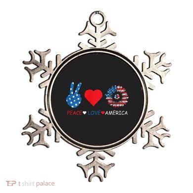 Peace Love America July 4th Ornament