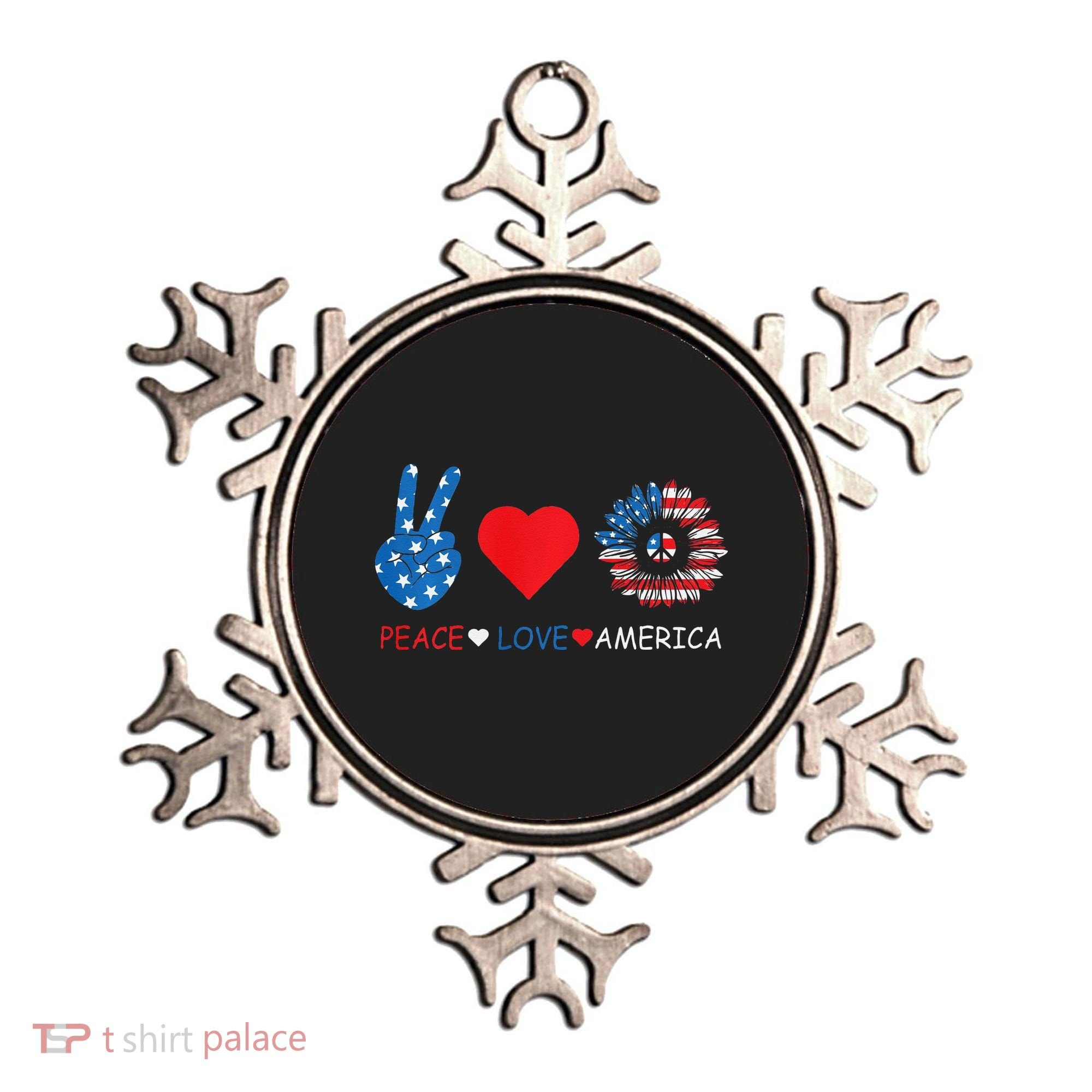 Peace Love America July 4th Ornament