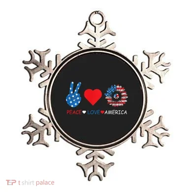 Peace Love America July 4th Ornament