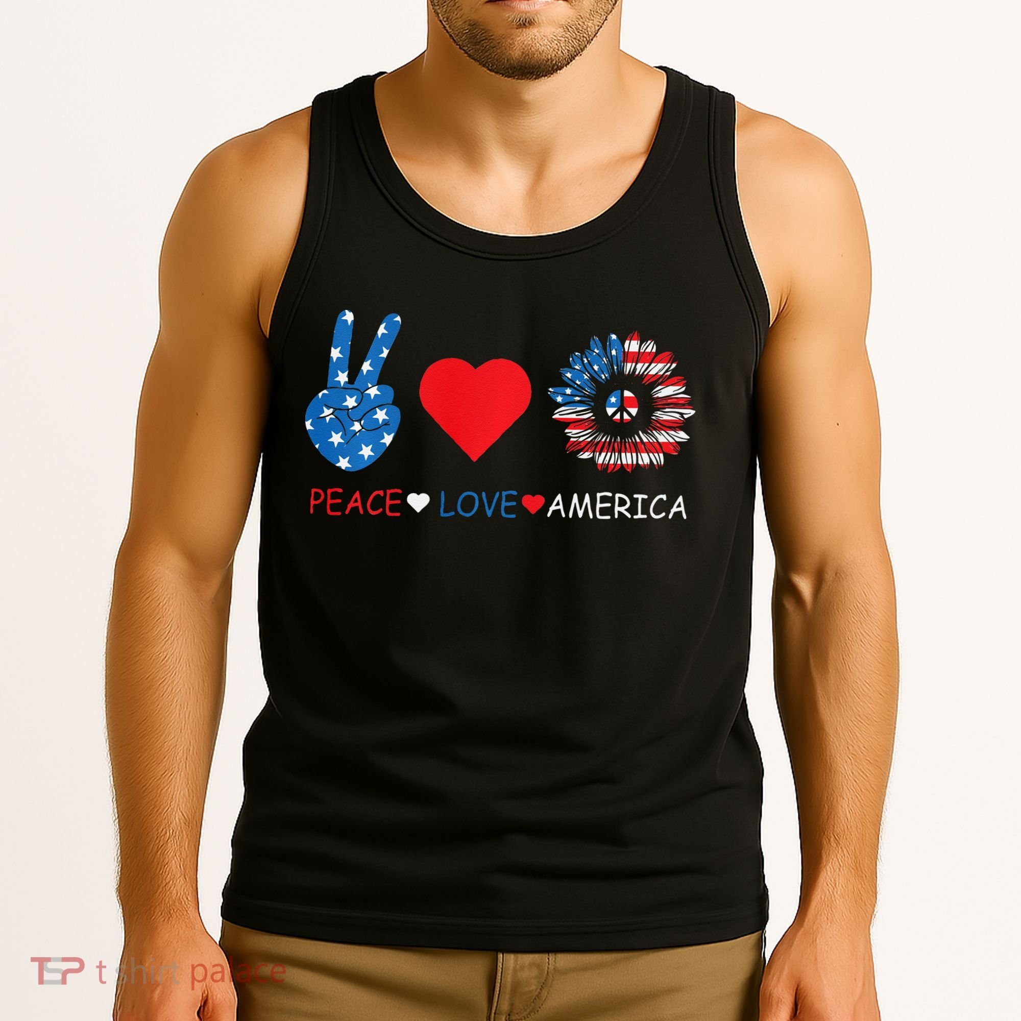 Peace Love America July 4th Tank Top