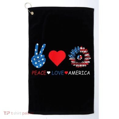 Peace Love America July 4th Golf Towel