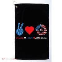 Peace Love America July 4th Golf Towel thumb 0