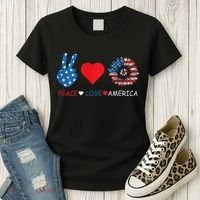 Peace Love America July 4th Women's T-Shirt thumb 3