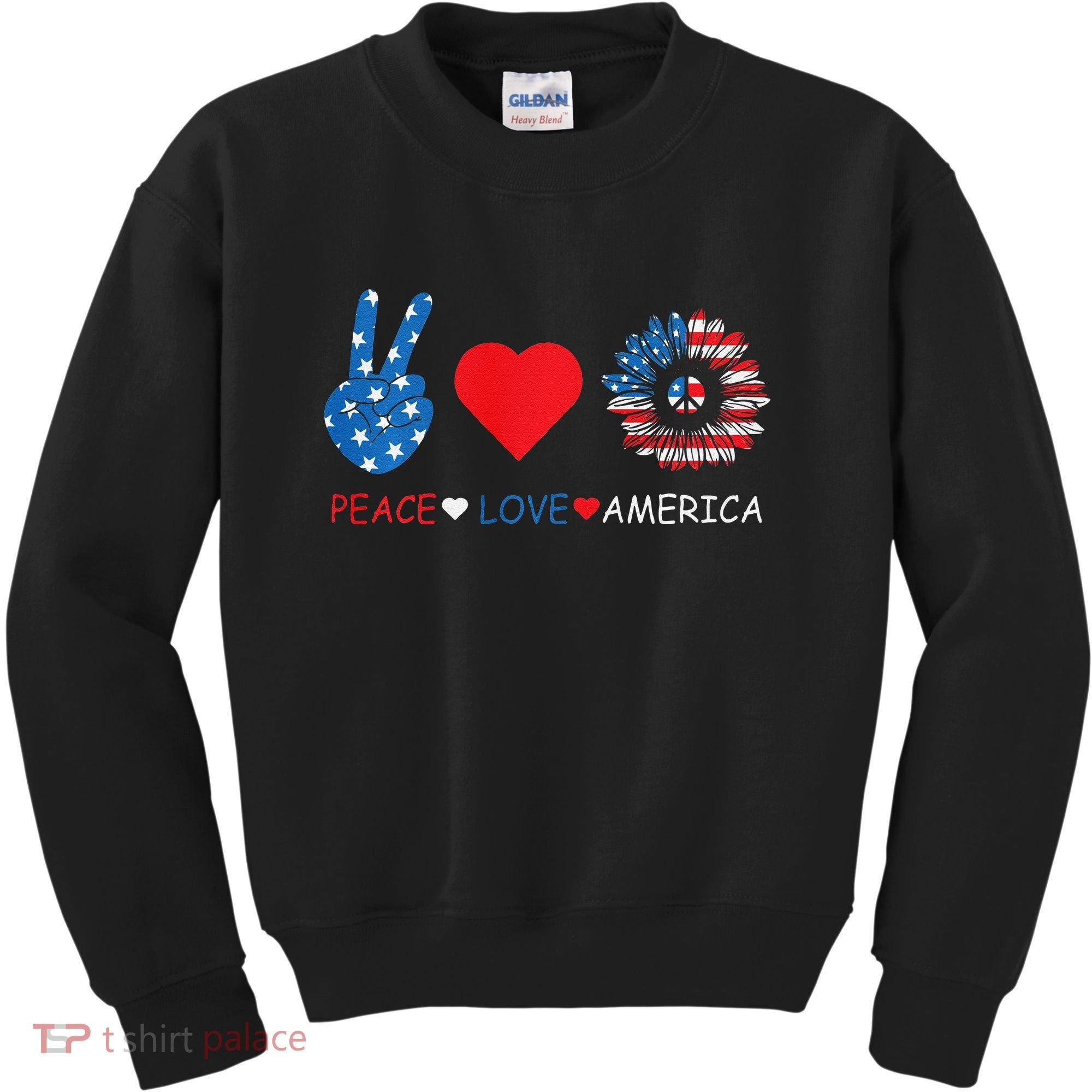 Peace Love America July 4th Kids Sweatshirt