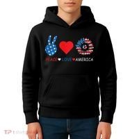 Peace Love America July 4th Kids Hoodie thumb 4