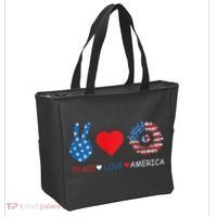 Peace Love America July 4th Tote Bag thumb 2