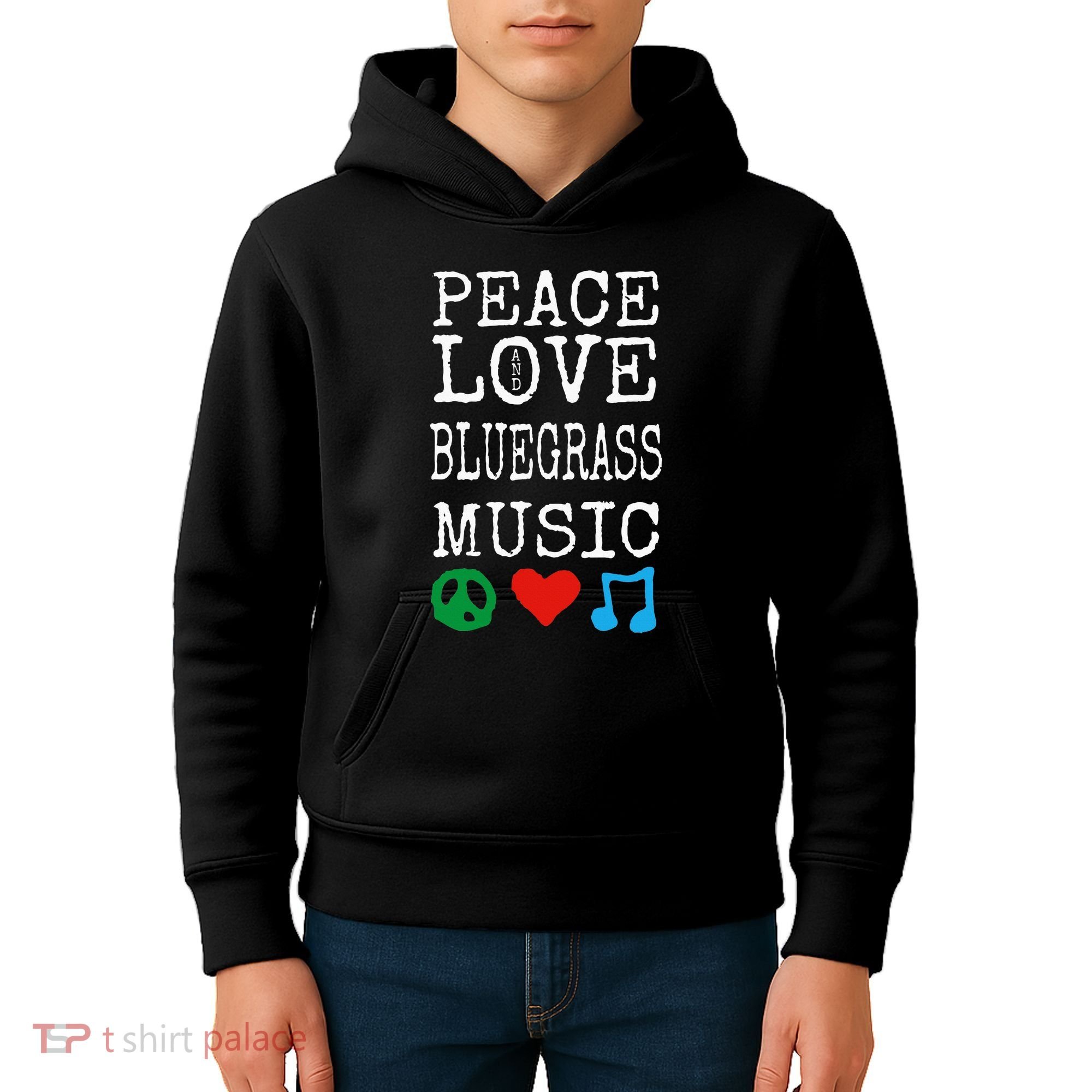 Peace Love And Bluegrass Music Bluegrass Kids Hoodie