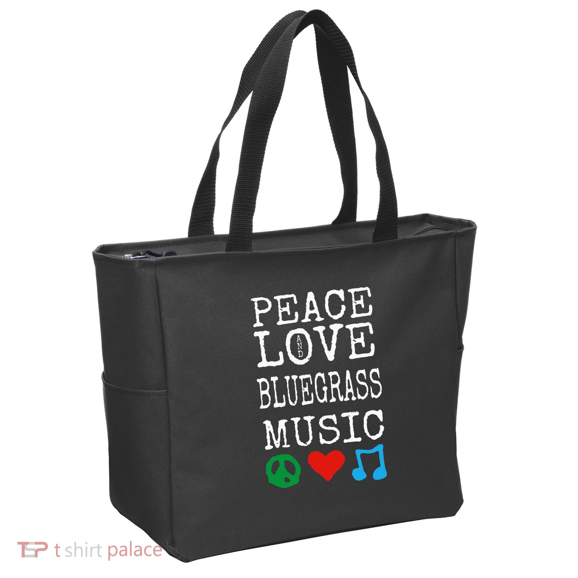 Peace Love And Bluegrass Music Bluegrass Tote Bag