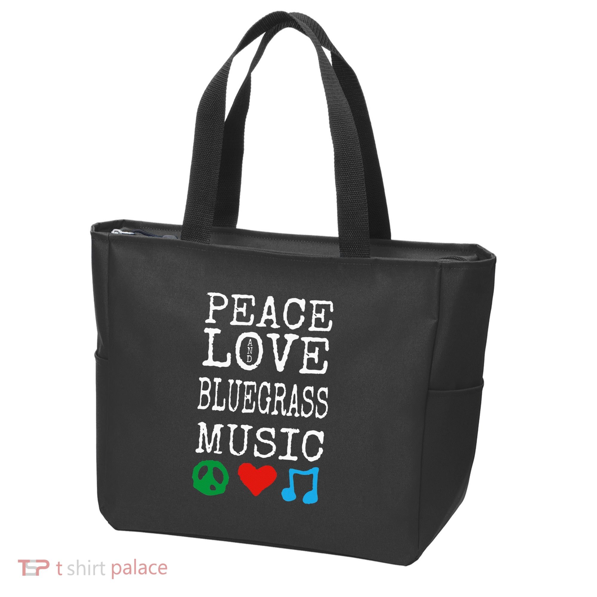 Peace Love And Bluegrass Music Bluegrass Tote Bag