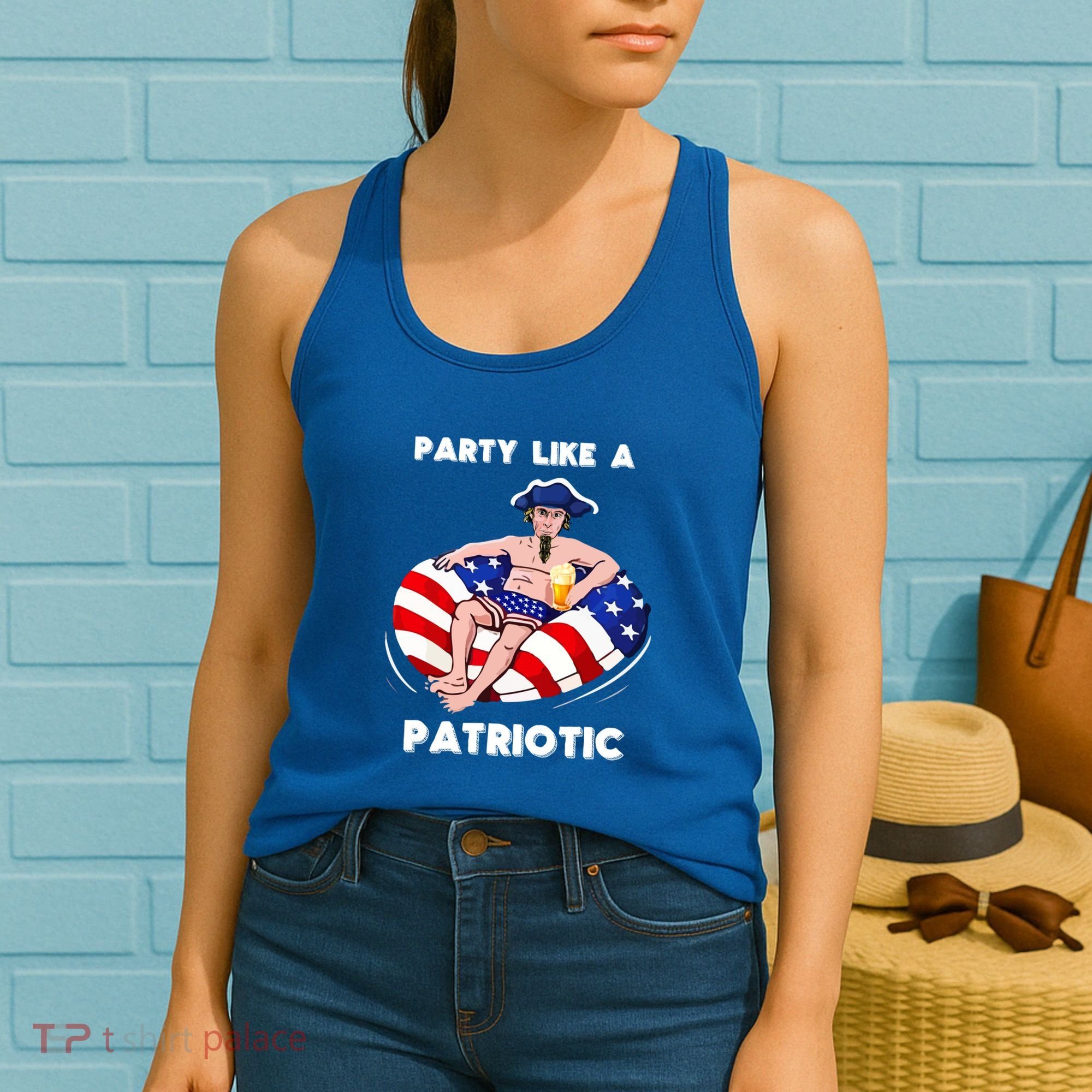 Party Like A Patriotic Beer Lover 4th Of July Pool Party Gift Women's Tank Top
