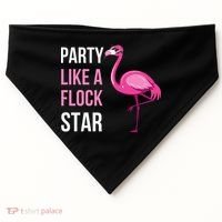 Party Like A Flock Star Pink Flamingo USA-Made Doggie Bandana thumb 0