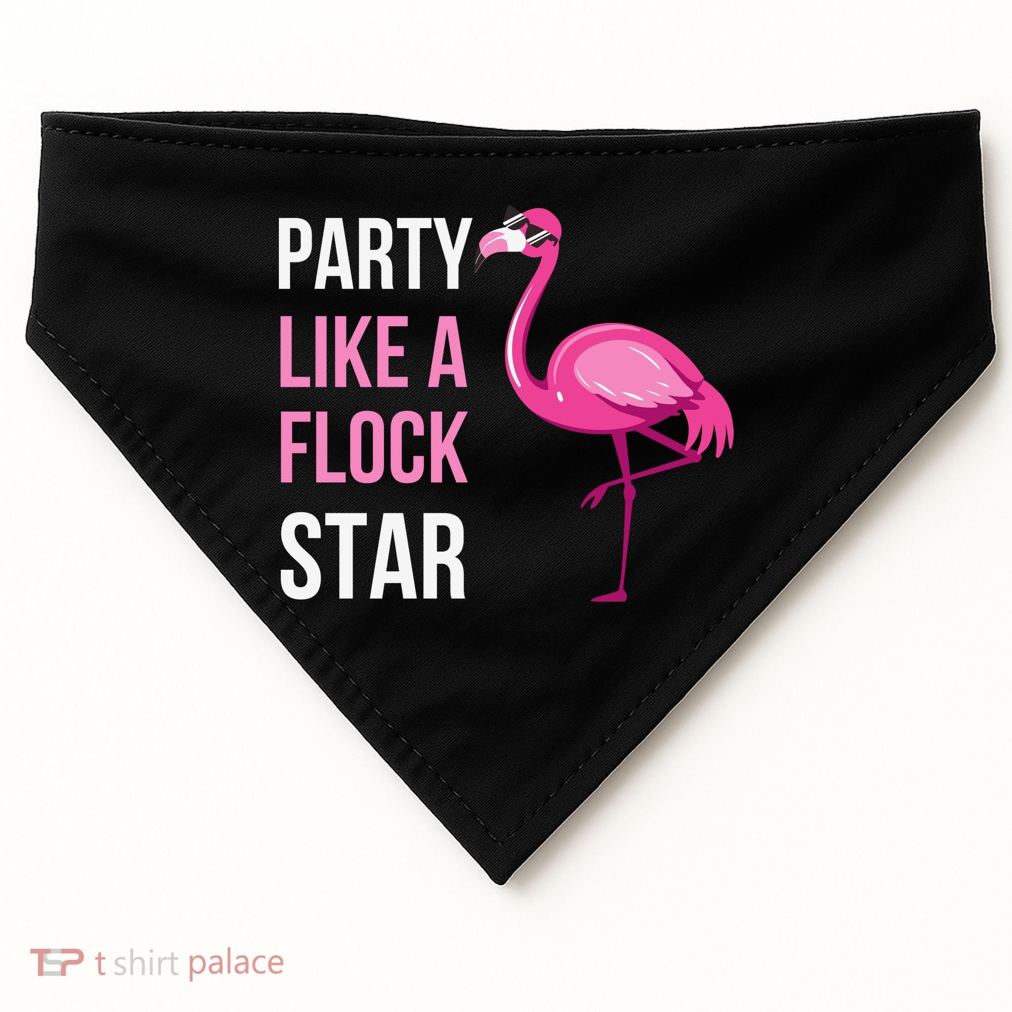 Party Like A Flock Star Pink Flamingo USA-Made Doggie Bandana