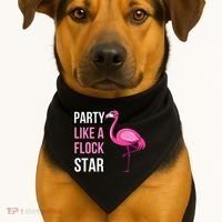 Party Like A Flock Star Pink Flamingo USA-Made Doggie Bandana thumb 1