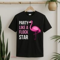 Party Like A Flock Star Pink Flamingo T-Shirt thumb 2