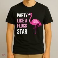 Party Like A Flock Star Pink Flamingo T-Shirt thumb 3
