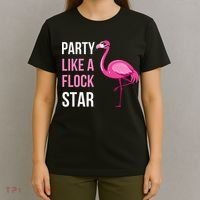 Party Like A Flock Star Pink Flamingo T-Shirt thumb 4