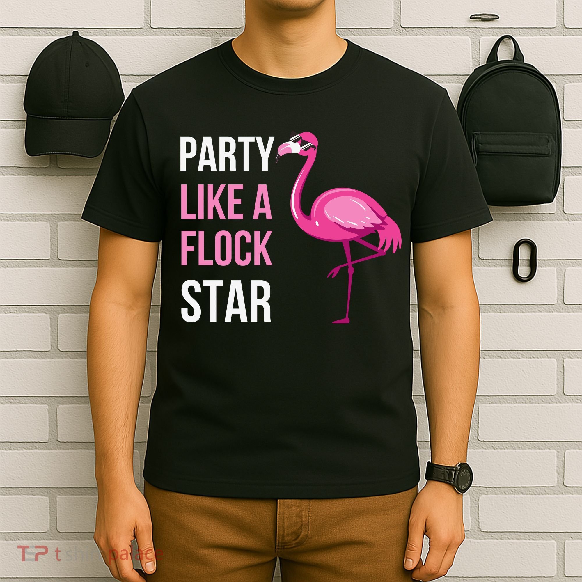 Party Like A Flock Star Pink Flamingo T-Shirt