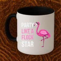 Party Like A Flock Star Pink Flamingo Coffee Mug thumb 2