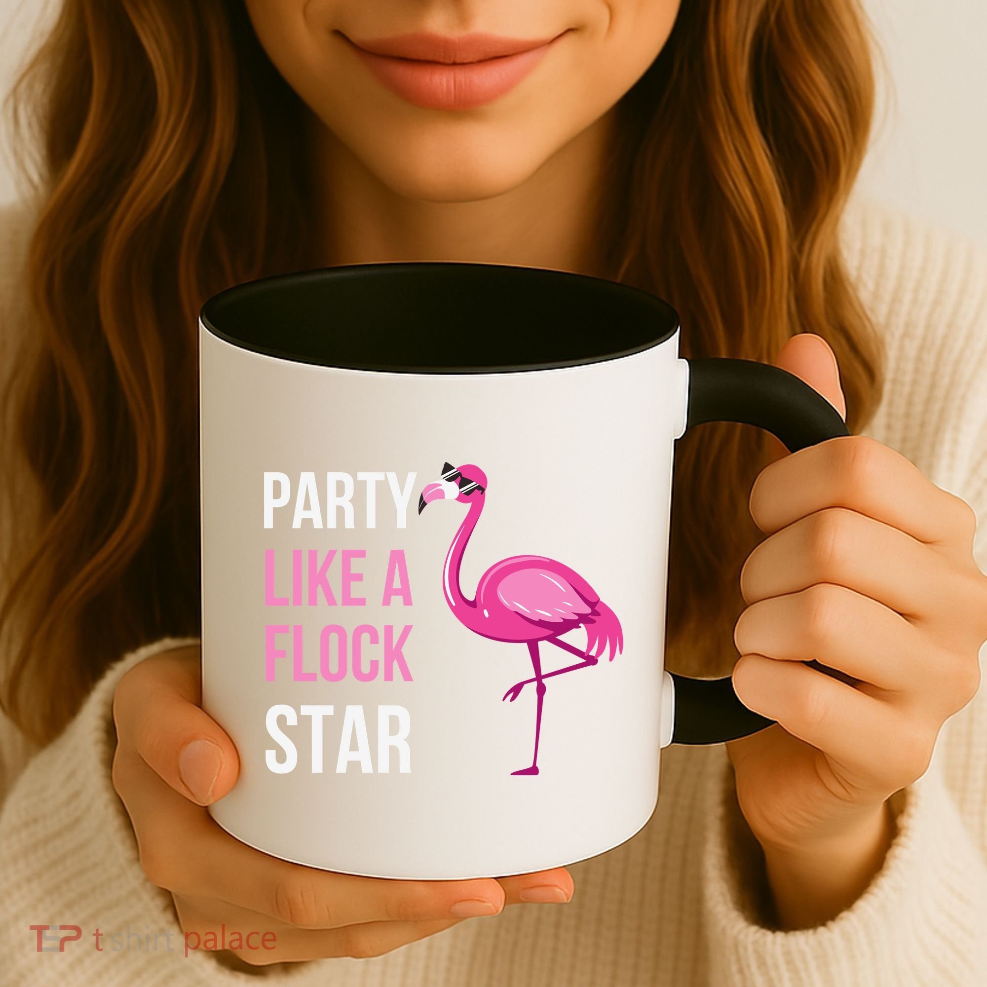 Party Like A Flock Star Pink Flamingo Coffee Mug